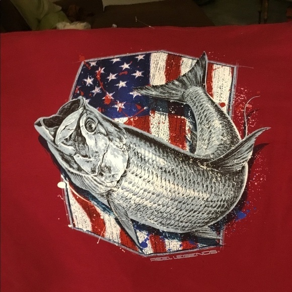 REEL LEGENDS  RED FISHING T SHIRT - Picture 5 of 9